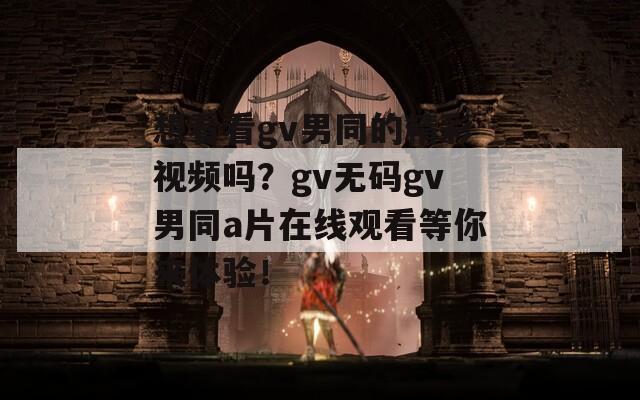 想看看gv男同的精彩视频吗？gv无码gv男同a片在线观看等你来体验！  第1张