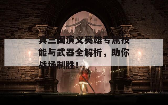 真三国演义英雄专属技能与武器全解析，助你战场制胜！