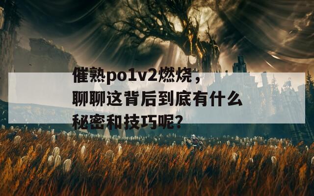 催熟po1v2燃烧，聊聊这背后到底有什么秘密和技巧呢？  第1张