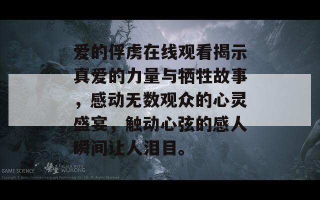 爱的俘虏在线观看揭示真爱的力量与牺牲故事，感动无数观众的心灵盛宴，触动心弦的感人瞬间让人泪目。