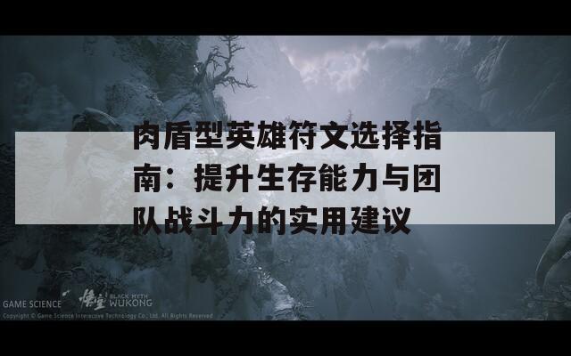 肉盾型英雄符文选择指南：提升生存能力与团队战斗力的实用建议