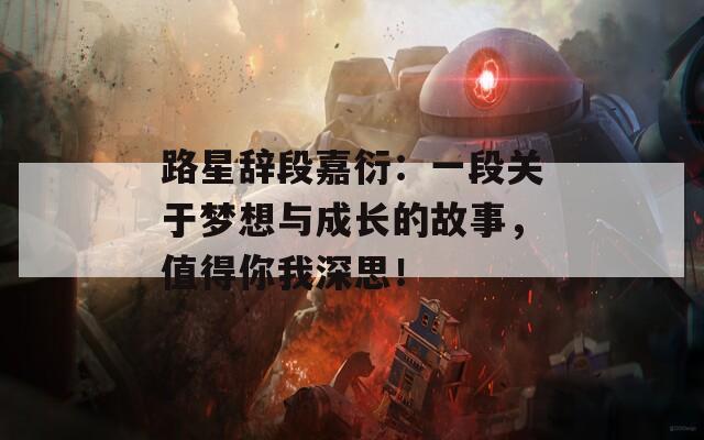 路星辞段嘉衍：一段关于梦想与成长的故事，值得你我深思！