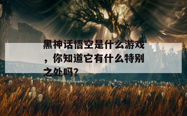 黑神话悟空是什么游戏，你知道它有什么特别之处吗？