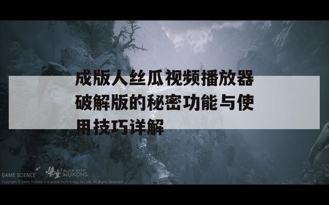 成版人丝瓜视频播放器破解版的秘密功能与使用技巧详解