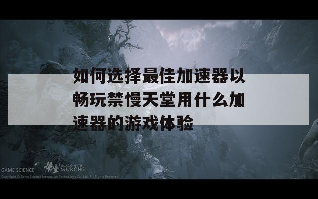 如何选择最佳加速器以畅玩禁慢天堂用什么加速器的游戏体验  第1张